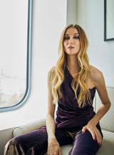 Pantacourt Velours Violet Brillant Brigitte