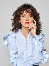 Chemise Coton Flora Bleue