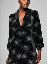 Robe Deep V Velours et Paillettes Night Noire