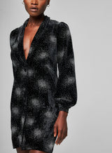 Robe Deep V Velours et Paillettes Night Noire