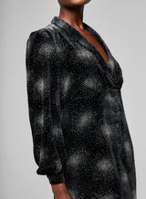 Robe Deep V Velours et Paillettes Night Noire