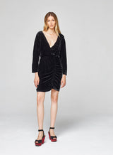 Robe Velours de Soie Deep V Romy Noire