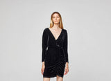 Robe Velours de Soie Deep V Romy Noire