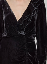 Robe Velours de Soie Deep V Romy Noire