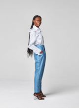 Pantalon Taille Haute à Pinces Winona Bleu