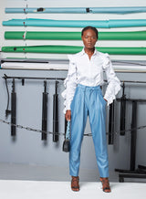 Pantalon Taille Haute à Pinces Winona Bleu