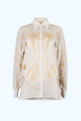 Chemise Brodée Cobra Ivoire et Doré