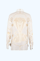 Chemise Brodée Cobra Ivoire et Doré