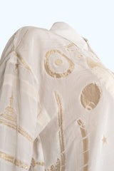 Chemise Brodée Cobra Ivoire et Doré