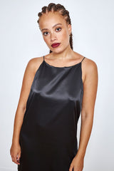 Robe Satin de Soie Agnès Noir