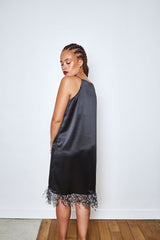 Robe Satin de Soie Agnès Noir