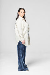 Pantalon Velours Inès Bleu Gris