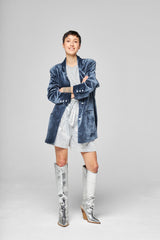 Veste Velours Mana Bleu Gris