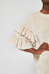 Robe Velours Inès Écru