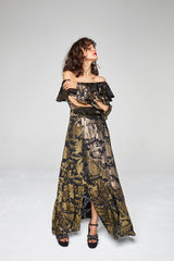 ROBE SILKY GODDESS À VOLANTS