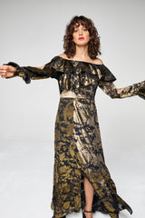 ROBE SILKY GODDESS À VOLANTS