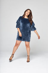 Robe Velours Inès Bleu Gris