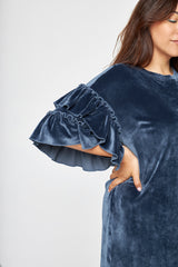 Robe Velours Inès Bleu Gris