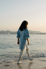 Robe Velours Inès Bleu Ciel