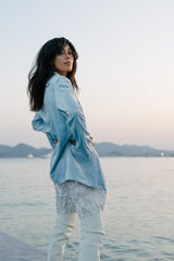 Veste Velours Mana Bleu Ciel