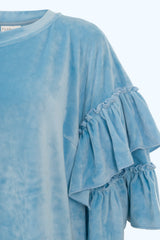 Robe Velours Inès Bleu Ciel