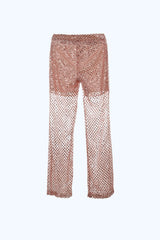 Pantalon Sequins Hibiscus Rose