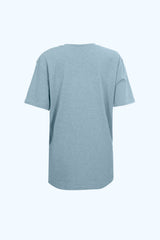 T-shirt Coton Biologique Merci Au Revoir Bleu Chiné