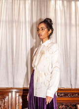 Chemise Brodée Cobra Ivoire et Doré