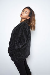 Bomber Velours Oversize Night Noir