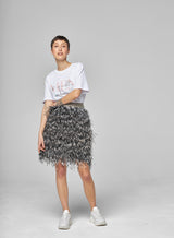 Jupe Zebra Fausses Plumes Noir Blanc