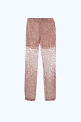 Pantalon Sequins Hibiscus Rose