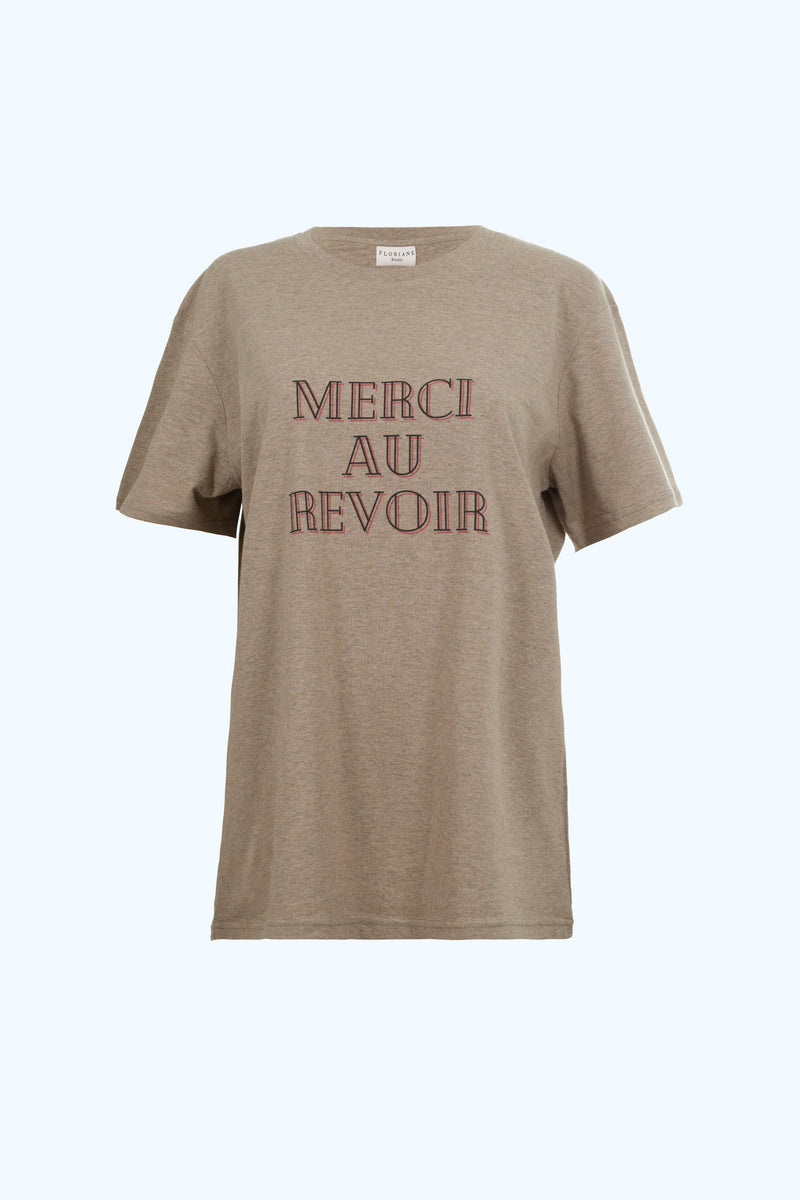 T-shirt Coton Biologique Merci Au Revoir Marron
